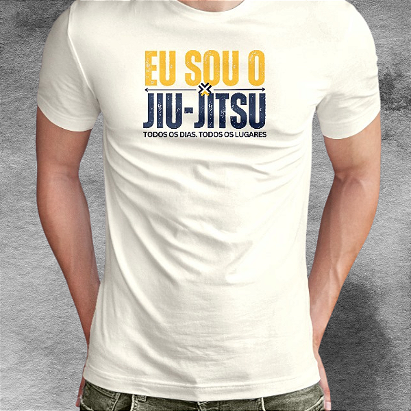 CAMISA MASC. "SOU JIU JITSU" ALGODÃO EGÍPCIO - COR CRU