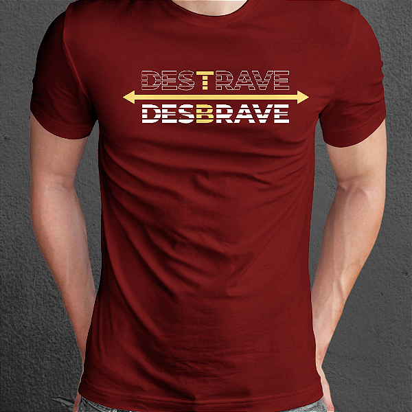 CAMISA MASC. "DESTRAVE-DESBRAVE" ALGODÃO EGÍPCIO - COR BORDÔ