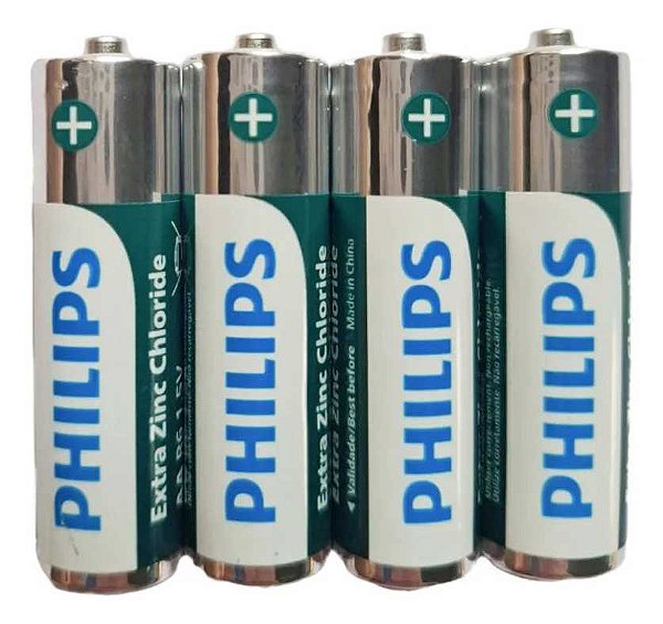 4 Pilhas Philips AA Pequena Comum