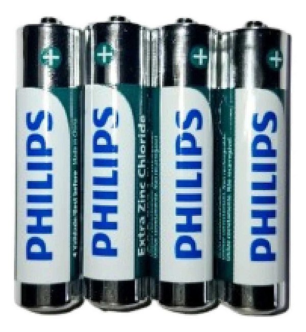 4 Pilhas Philips AAA Palito Comum