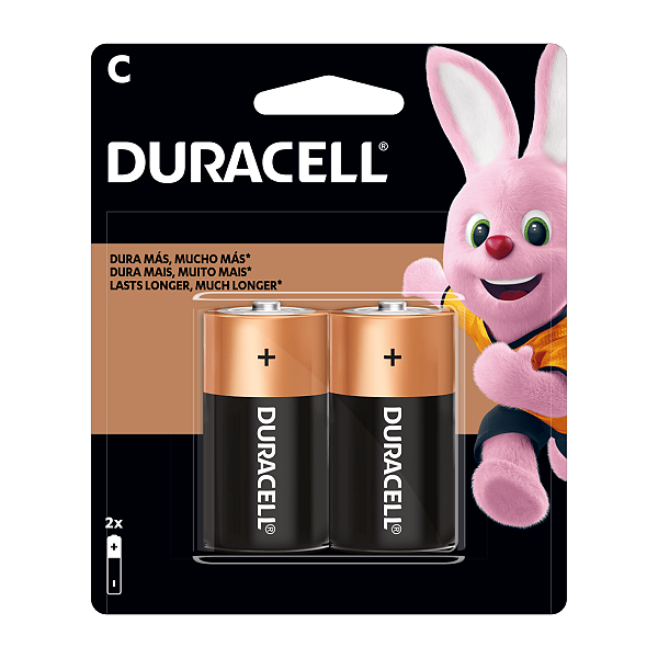 Baterias Alcalinas Duracell C Média 2 Unidades