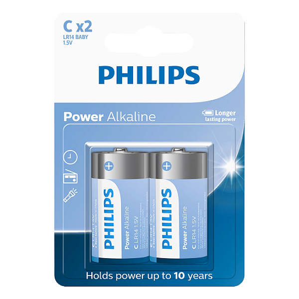Baterias Alcalinas Philips C Média 2 Unidades