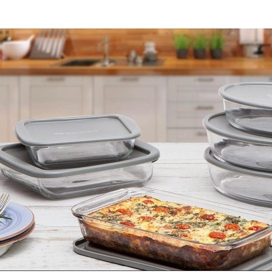 Conjunto de Assadeiras Grandes Retangular Quadrada Cinza 3 Peças Tampa Marinex