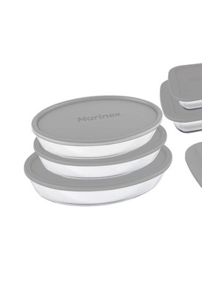 Conjunto de Assadeiras Grandes Ovais 3 Peças Tampa Marinex Cinza