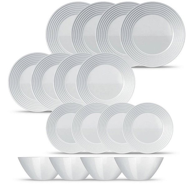 Aparelho de Jantar 16 peças Vidro Saturno Branco
