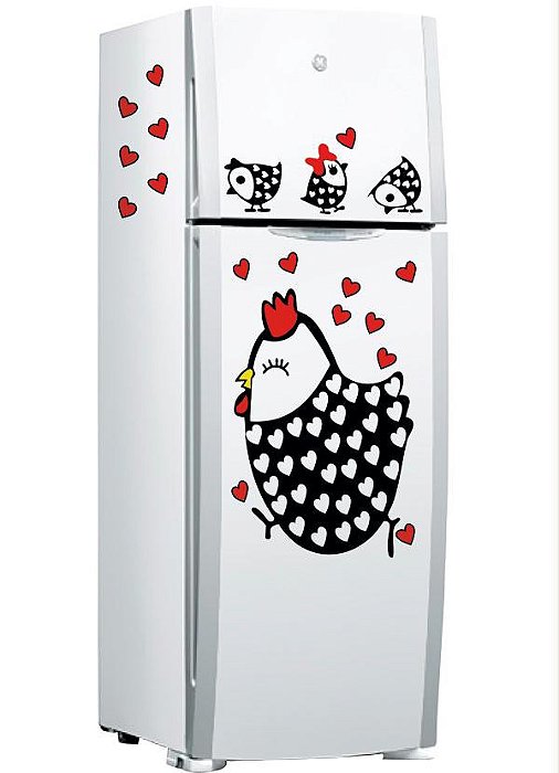 Adesivo Decorativo para Geladeira, Móveis ou Paredes. Tema Galinha Carijó