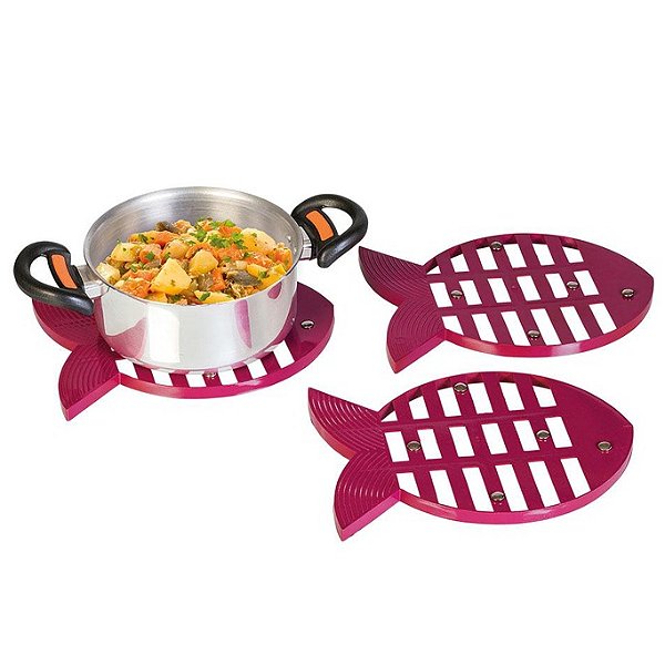 Kit 3 Suportes Descanso de Panela Peixe Rosê