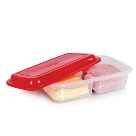 Porta Frios com Divisória e Tampa Vermelha 27cm