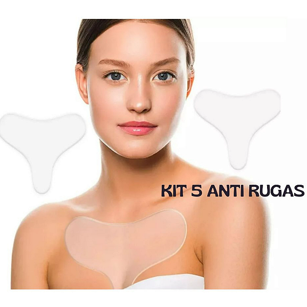 Kit 5 Adesivos Anti Rugas e Linhas Silicone Para Colo Reutilizável