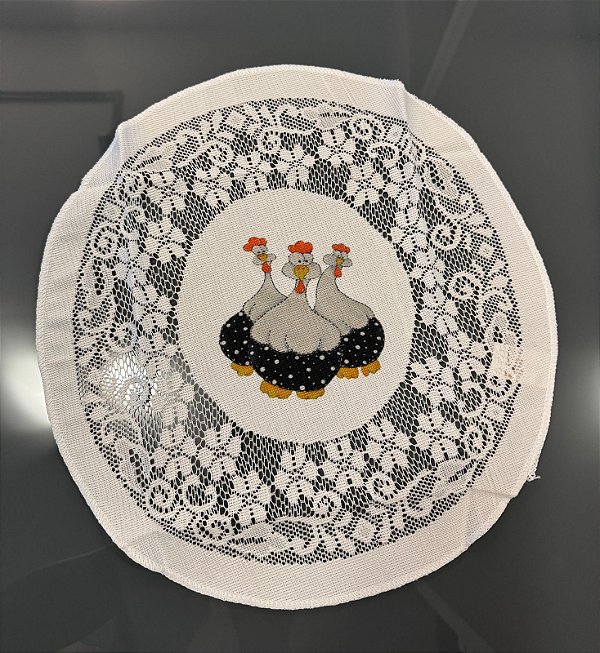 Toalhinha Decorativa De Renda Branca Estampa Sortida 38cm