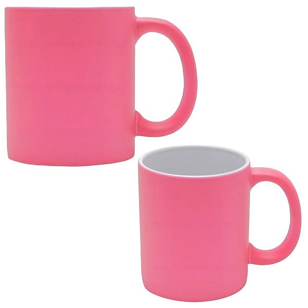 Kit 2 Canecas De Porcelana Para Café Chá Rosa 350ml Lyor