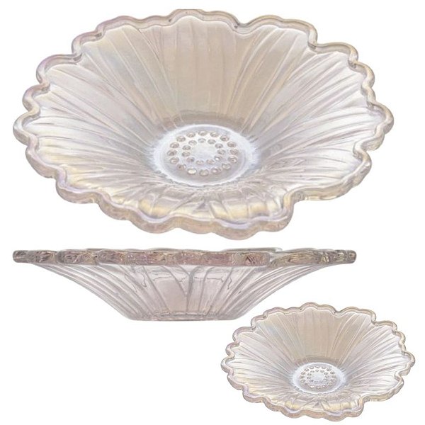 Kit 3 Mini Petisqueira Vidro Margarida Metalizado 13cm Lyor