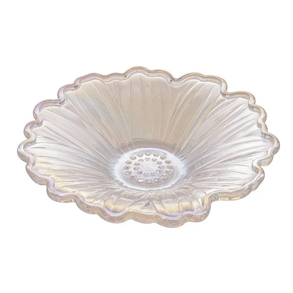 Mini Travessa Petisqueira Vidro Margarida Metalizado 13cm Lyor