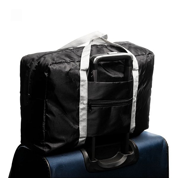 Bolsa Com Alça e Encaixe Para Mala de Viagem Preta 44cm Lyor