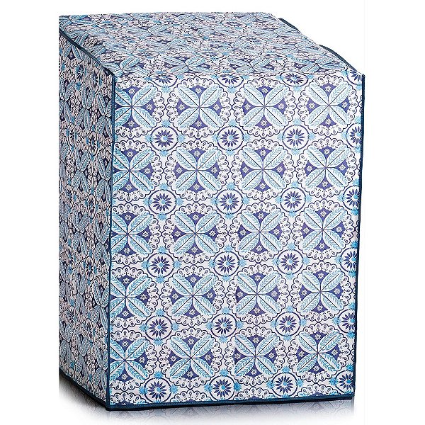 Capa para Máquina de Lavar Floral Azul 9,10,12 Kg