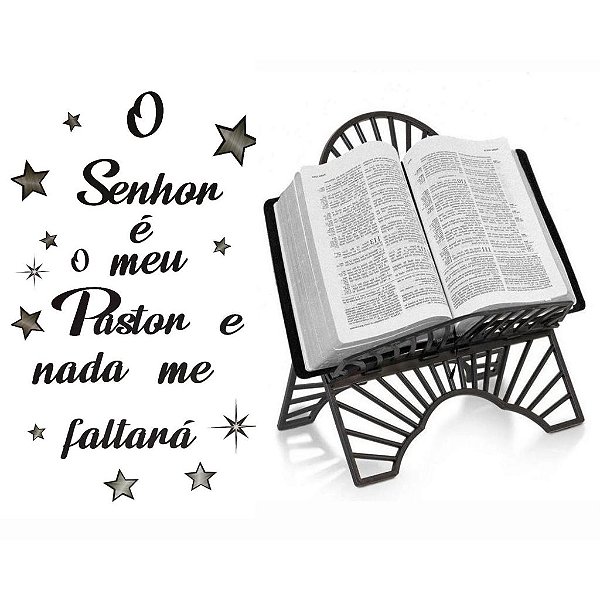 Kit Suporte Porta Biblia Altar + Adesivo Decorativo Salmo 23