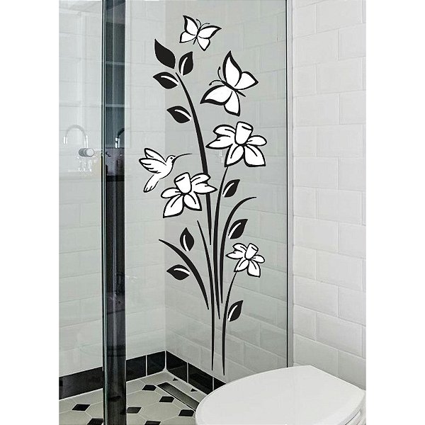 Adesivo Natureza Preto para Geladeira Paredes Box Banheiro