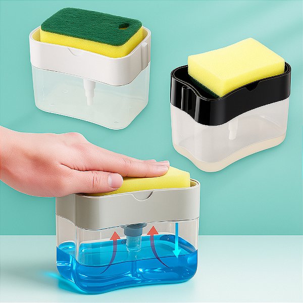 Porta Detergente com Dispenser 600ml + Bucha Inclusa