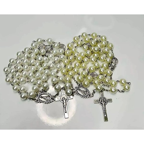 Kit 2 Terço Nossa Senhora Aparecida Pérolas + Caixinha M3