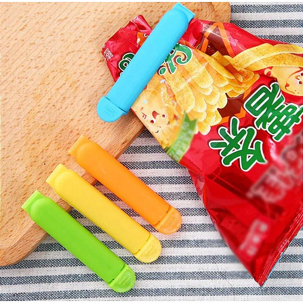 Kit 5 Clips Fecha Saco Vedação de Embalagem Coloridos C2171