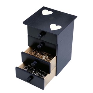 Mini Gaveteiro Com 4 Gavetas Multiuso Coração Preto