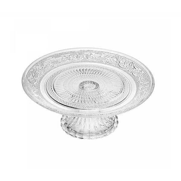 Prato Para Bolo Sobremesa de Vidro Com Pé Angel 18cm Lyor