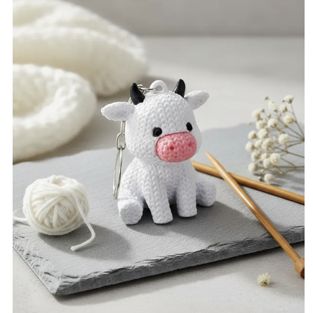 Chaveiro de Bolsa Chaves Vaquinha Fofa Com Detalhe Rosa 3D