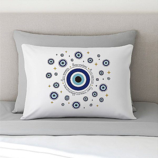 Fronha Avulsa Divertida Branca Frase Boas Energias 50x70 cm