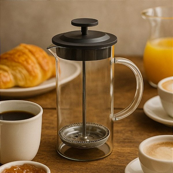 Cafeteira Prensa Francesa de Vidro e Tampa Lyon 400ml Lyor