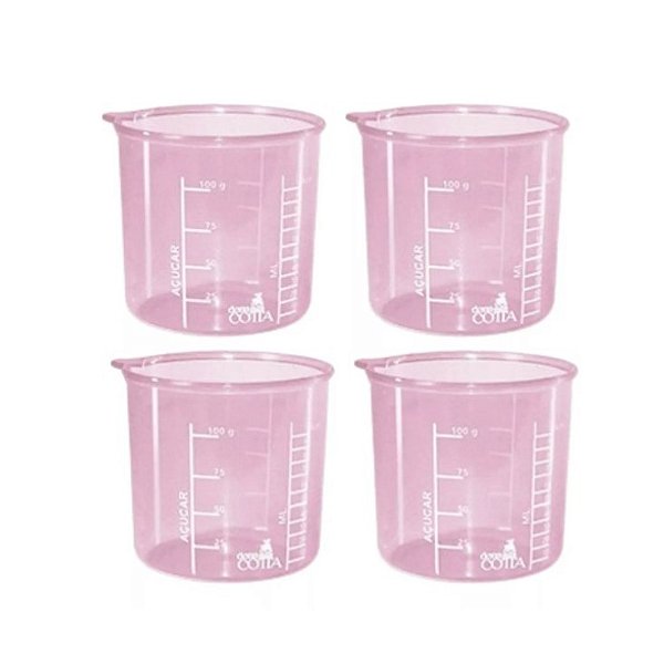 Kit 4 Copos Medida Multiuso Com Bico Dosador 100ml