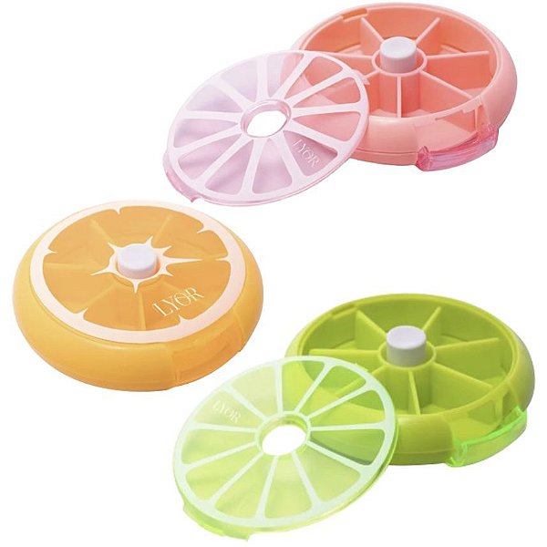 Porta Comprimidos Semanal Redondo Giratório 9cm Lyor C561