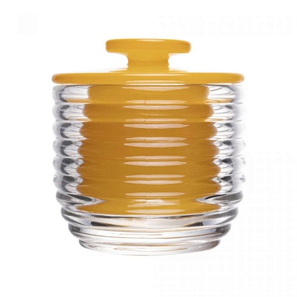 Manteigueira Francesa Amarela de Vidro Colmeia Luxo Mesa Posta Lyor