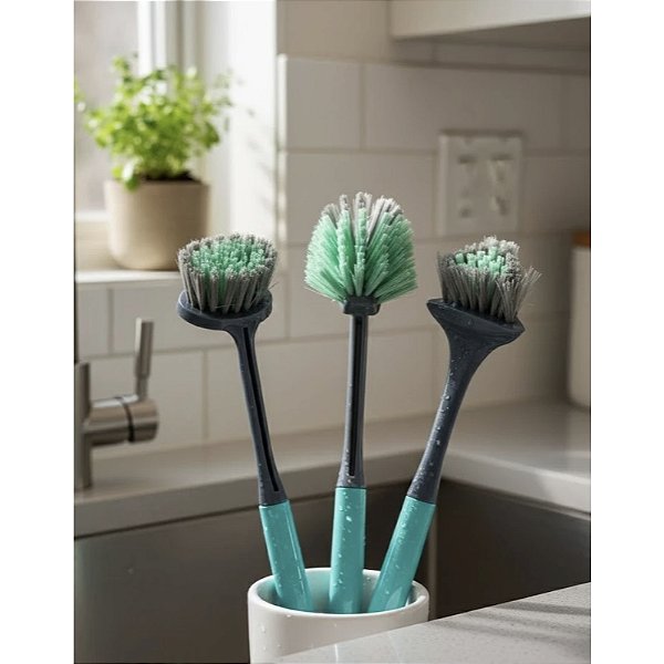 Kit 3 Escovas de Limpeza Para Banheiro Cozinha Azul RRT