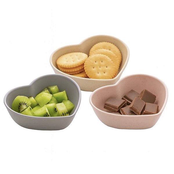 Mini Tigela Molheira de Bambu Ecologico Coração 45ml DT68