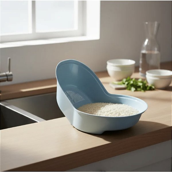 Escorredor de Arroz Verduras Prático Com Encaixe Para Mão
