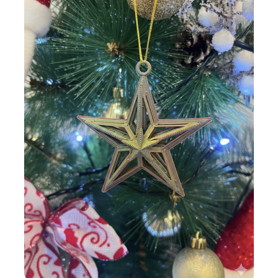 Kit 2 Estrelas Para Árvore de Natal Enfeite de Natal Furta-cor 3D