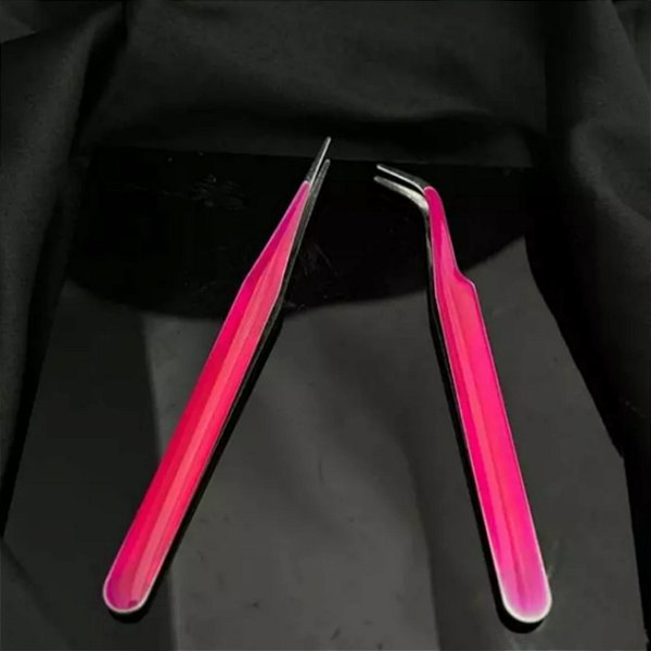 Kit 2 Pinças Curvatura e Reta Para Extensão De Cílios Polili