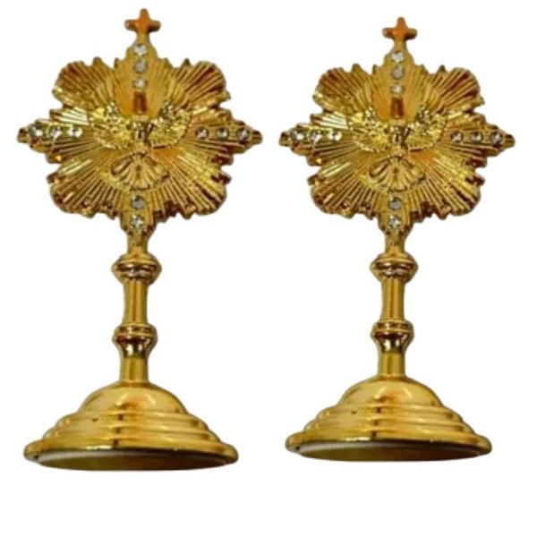 Kit 2 Enfeites Católico Resplendor Espírito Santo De Metal