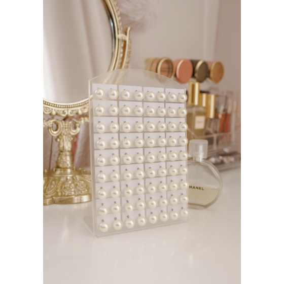 Kit 36 Pares de Brincos com Tarracha Pérolas 6mm + Mostrador