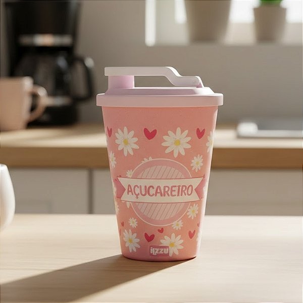 Açucareiro Redondo Com Trava Tampa Rosa Floral R6219