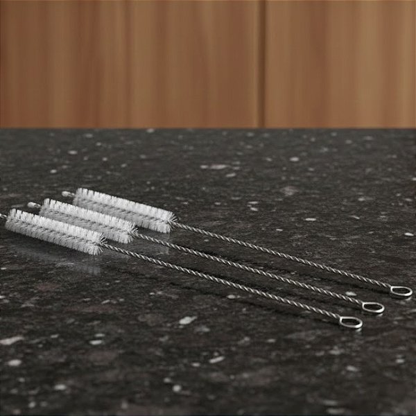 Kit 3 Escovas Para Limpeza de Canudo Reutilizável Cabo Inox 22,5cm Purus