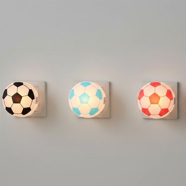 Luminaria De Parede Sem Fio Bola De Futebol Copa Bivolt LED Branco frio