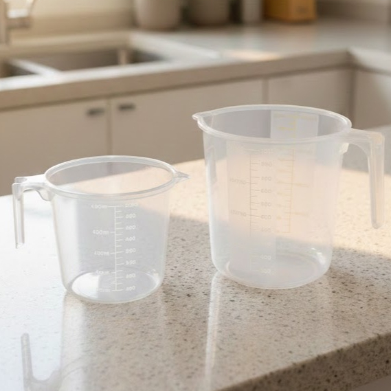 Kit 2 Jarra de Medir e Servir com Alça Transparente 600ml e 1L R23 e R66