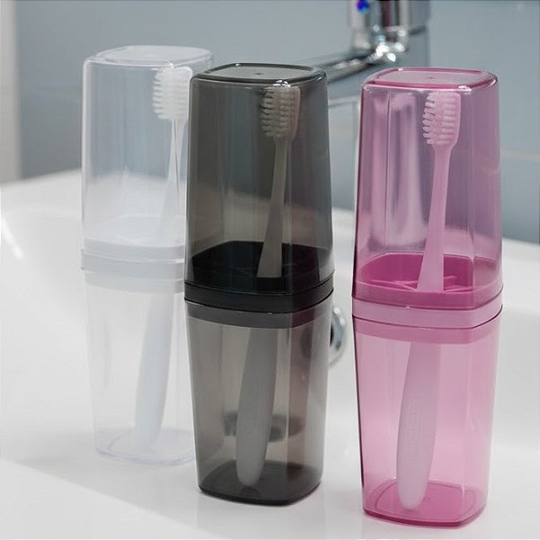 Porta Escova de Dentes e Pasta Creme Dental Com Tampa Clean R345
