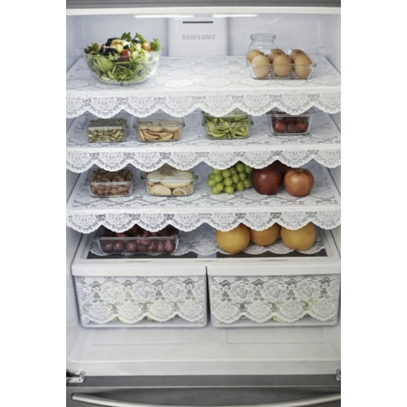 Kit 3 Toalhas de Geladeira em Renda Branca 37 x 62cm JCM