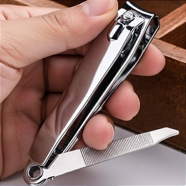 Kit 2 Cortador de Unhas Com Lixa Aço Inox Prático Manicure 5,2cm FUY426