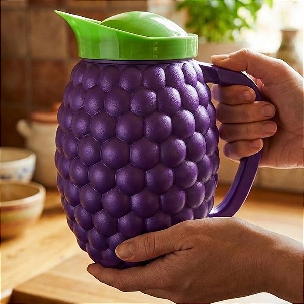 Jarra Para Suco Água com Alça 1,5L Modelo Uva Roxa e Verde
