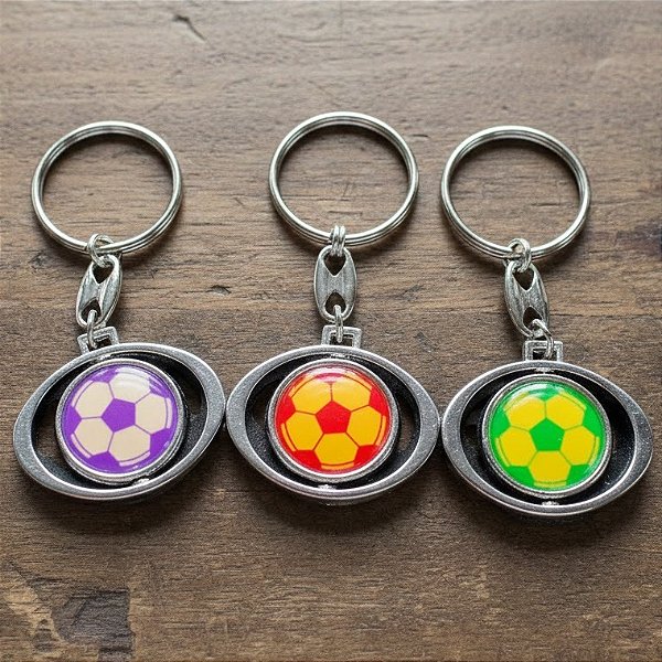 Kit 2 Chaveiro Bola de Futebol Giratório de Metal Resistente