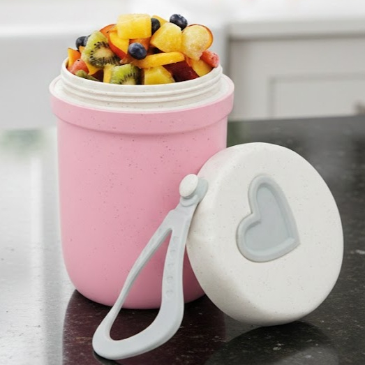 Pote Termico Multiuso Bambu com Alça Silicone Rosa 300ml