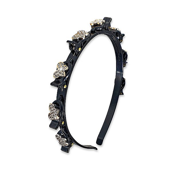 Tiara Com 8 Presilhas Embutidas Diadema Acessório Cabelo Borboleta C25